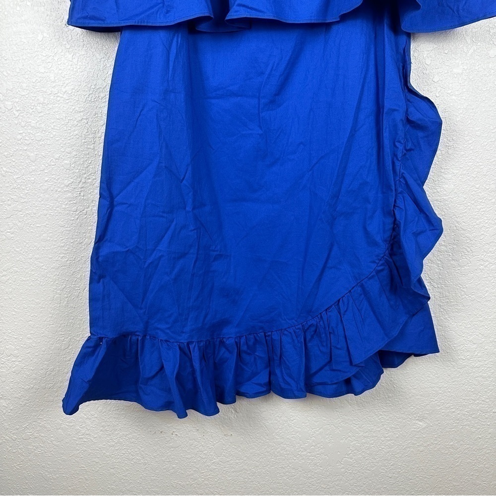 Who What Wear Bardot Ruffled Off the Shoulder Mini Dress Blue Size Small - Picture 7 of 15